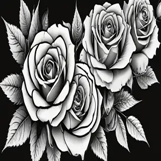 roses clipart black and white