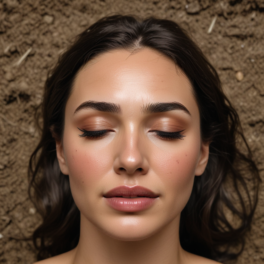 Gal gadot head closed eyes burried in sad