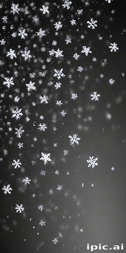 Delicate Snowflakes Gently Falling Against a Dark Winter Background