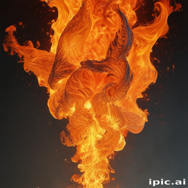Dynamic Flames Dancing in a Spiraling Formation Against a Dark Background