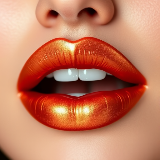 Metallic copper liquid lip lacquer "Molten Sunset" with an ultra-reflective finish and intense color payoff, designed for bold and statement-making looks, long-lasting and transfer-resistant