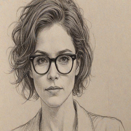 Sublime Ally Sheedy, pencil sketch, portrait of Captivating woman 1958s in glasses, hair style beatnik, outline, clear lines, fine lines, 8k