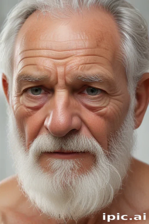 shirtless old man