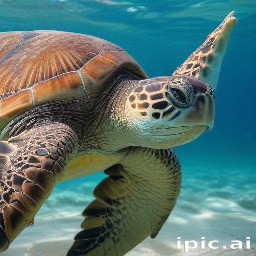 A Graceful Sea Turtle Swimming Through Crystal Clear Ocean Waters
