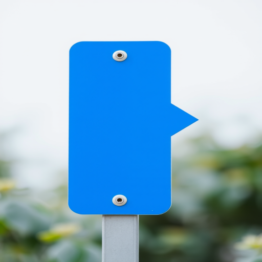 create an image of a blue directional right arrow sign on a clean white background, use a Canon EOS 5D Mark IV camera with a 50mm f/1.8 lens, aperture at f/4, shutter speed at 1/200s, ISO 100, focus on the arrow with a slight blur on the background to enhance clarity