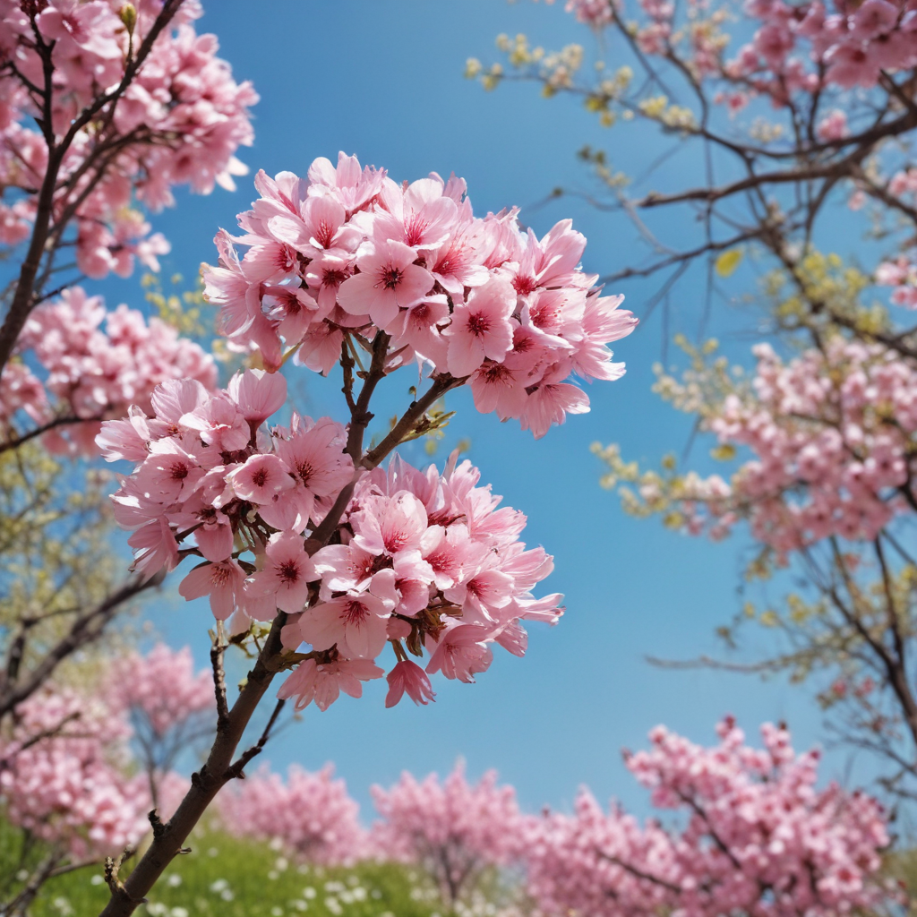 A Beautiful Spring Day Showcasing Vibrant Pink Cherry Blossom Trees in ...