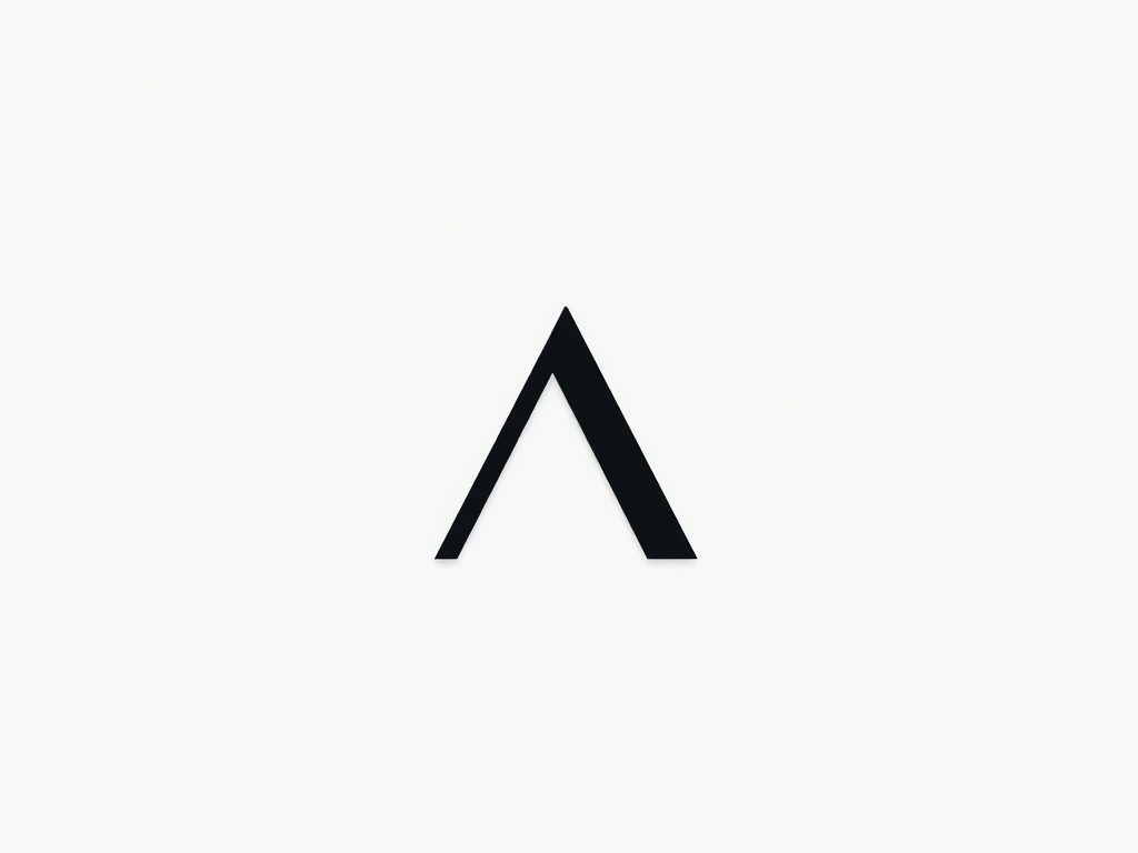 Create a minimalist logo with a modern design featuring a stylized letter "A" in a sleek font, using a monochrome color scheme, shot with a Canon EOS R mirrorless camera at f/8 aperture, ISO 100, and a 35mm lens, with a flat lay perspective for clarity and sharpness.