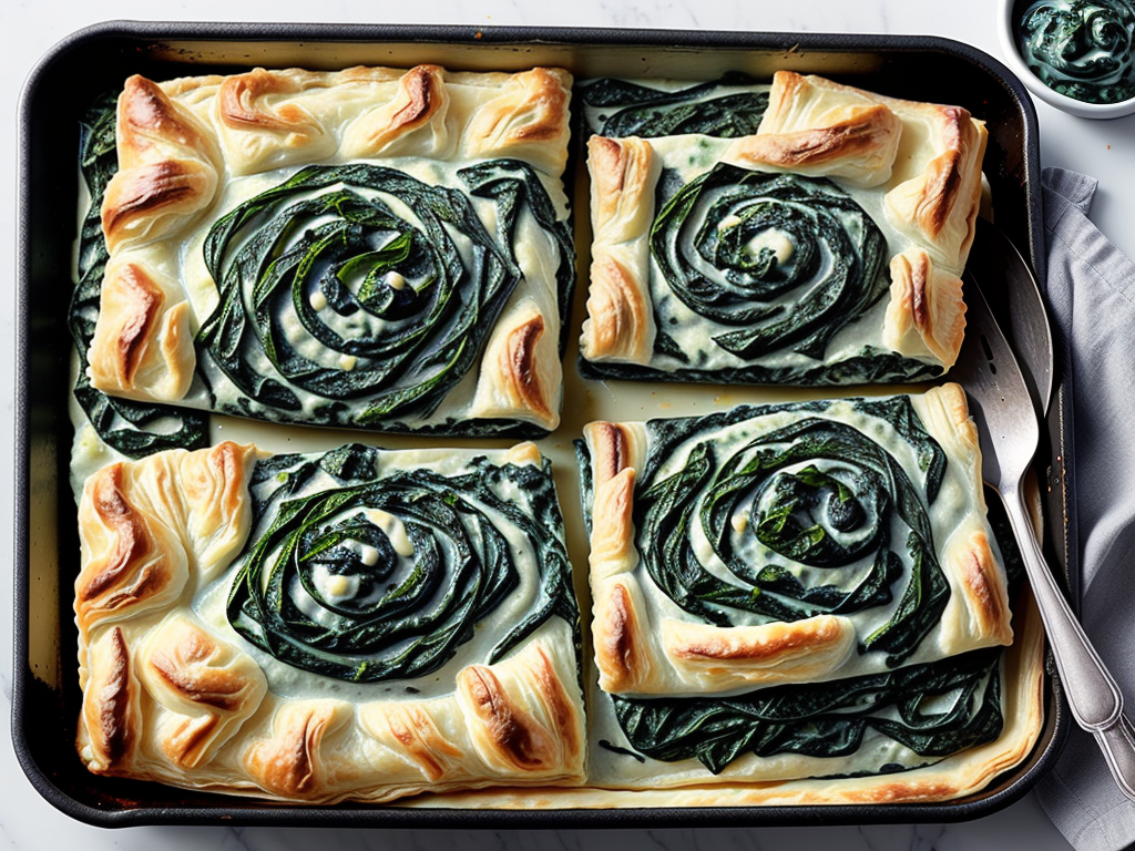 creamed spinach and potatoes with puff pastry