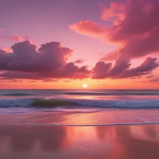 pink beach sunset