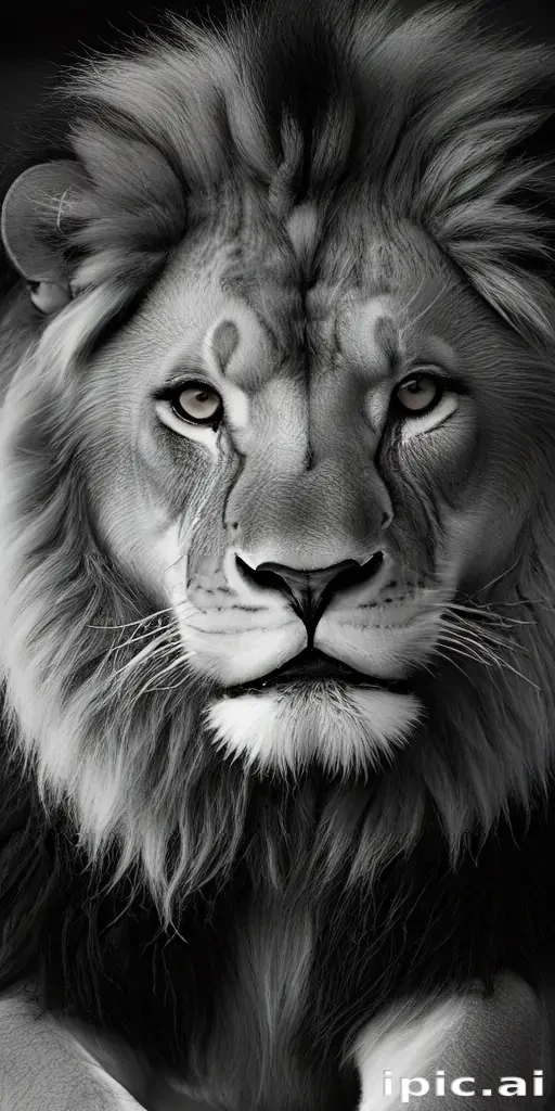 lion black and white