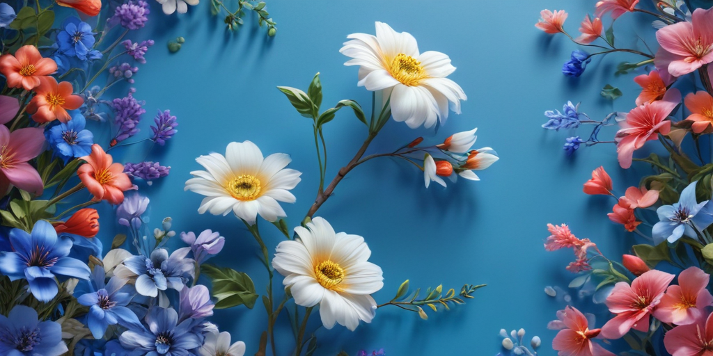 Vibrant Floral Arrangement Featuring Various Colorful Blossoms on a ...