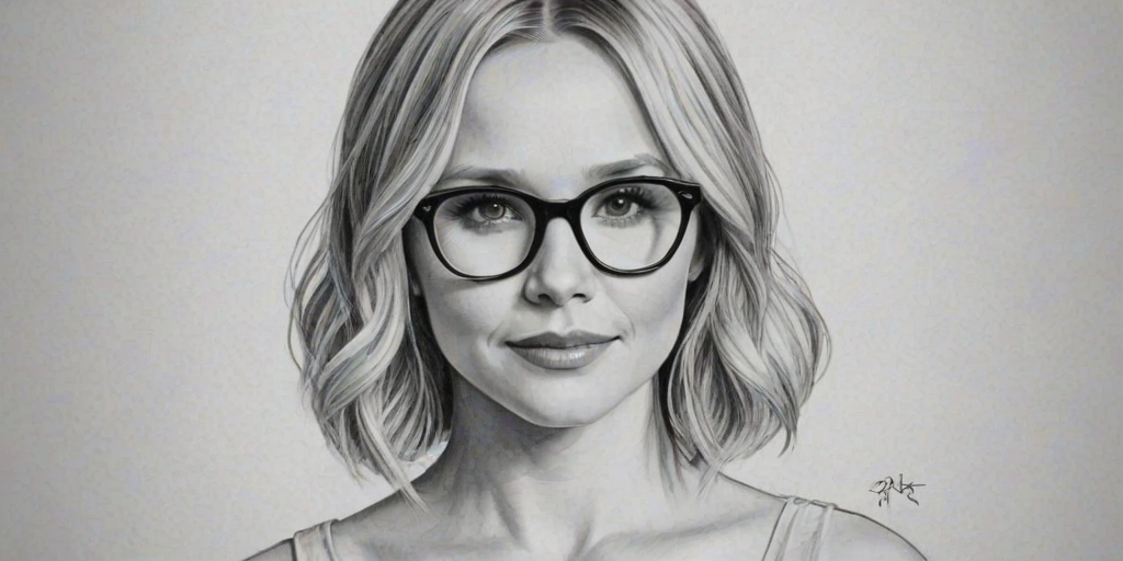 Gorgeous Kristen Bell, pencil sketch, portrait of Lovely woman 1959s in glasses, hair style beatnik, outline, clear lines, fine lines, 8k