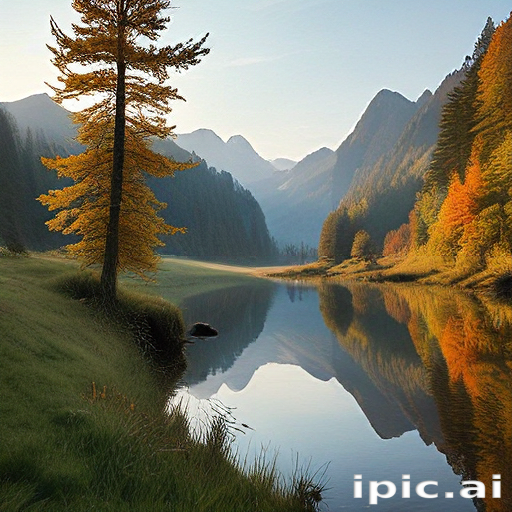 Tranquil Morning Reflections on a Serene Lake Surrounded by Majestic ...