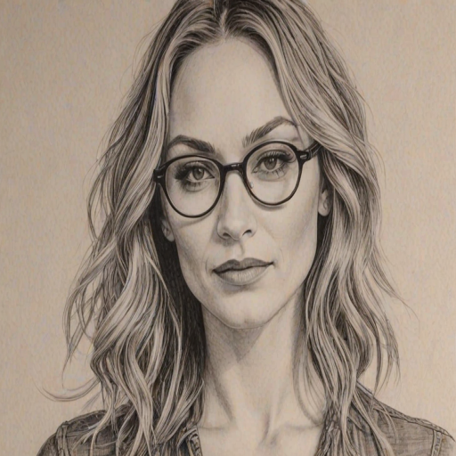 Stunning Drea de Matteo, pencil sketch, portrait of Lovely woman 1925s in glasses, hair style beatnik, outline, clear lines, fine lines, 8k