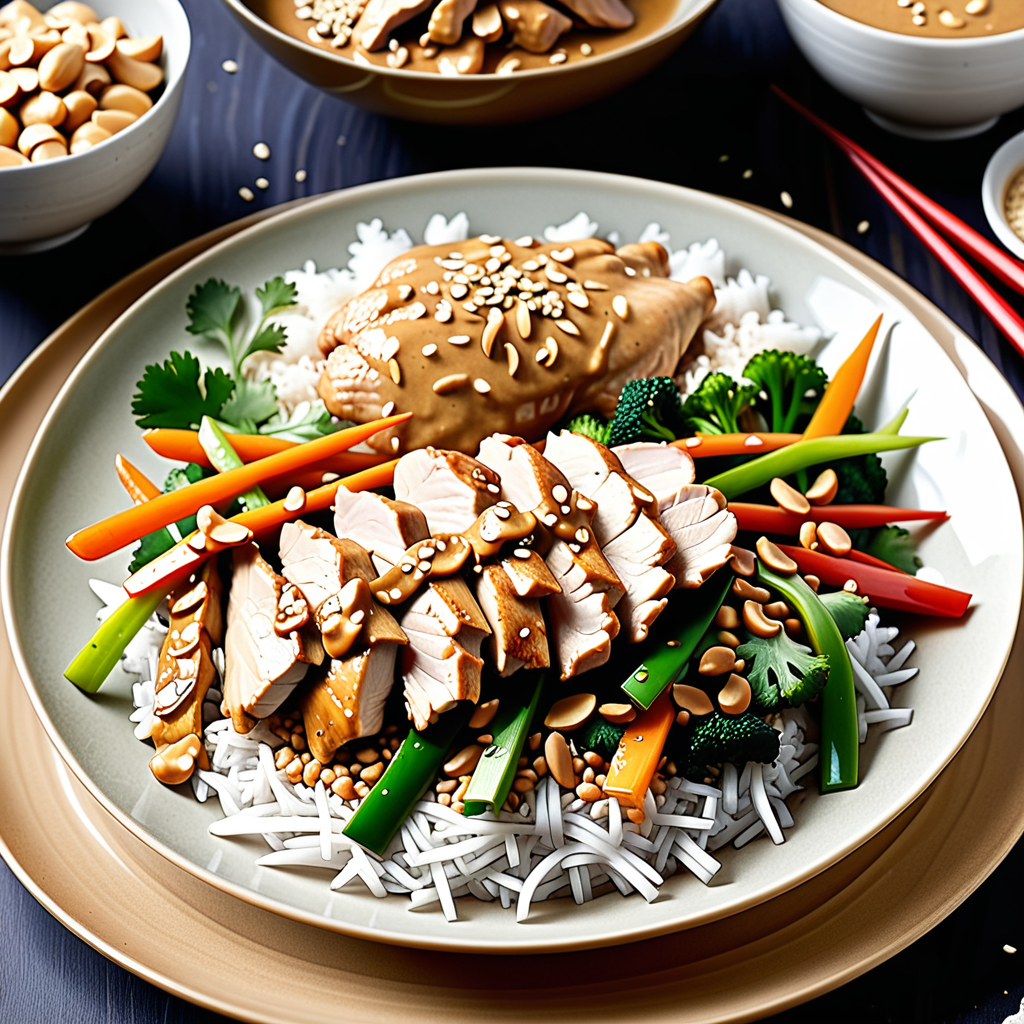 ginger chicken with sesame peanut sauce