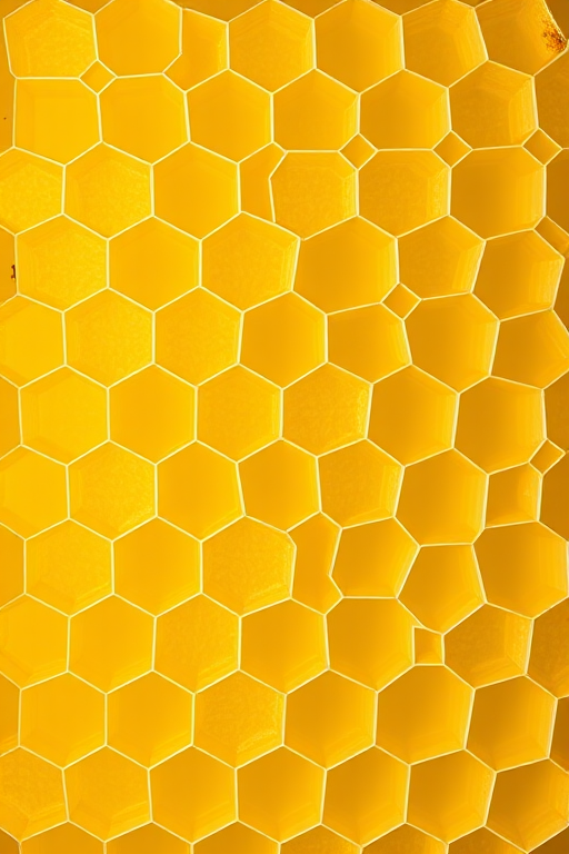Create a high-resolution image of a honeycomb pattern with varying shades of yellow, using a Canon EOS R5 camera, 50mm lens, f/8 aperture, 1/125 sec shutter speed, and ISO 200, shot from a top-down view with a clean, minimalist background.
