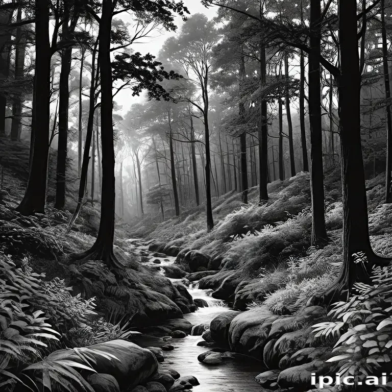 forest clipart black and white