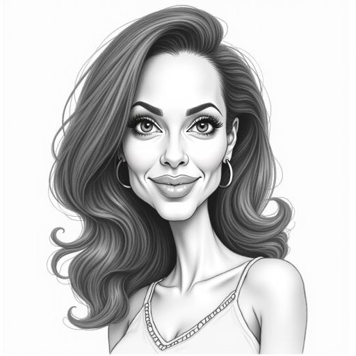 kamala harris caricature. A pencil-drawn caricature of the actress Angelina Jolie