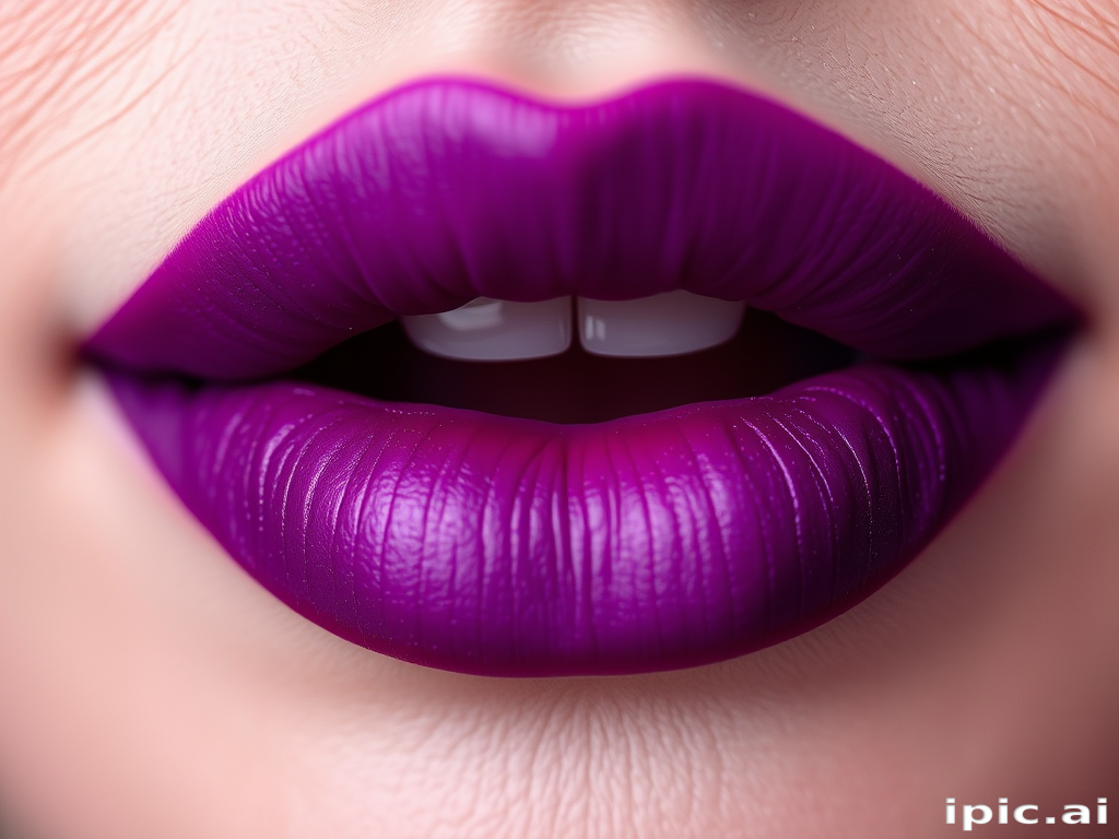 Ombre berry lips fading to lilac, titled "Twilight Gradient," offering a dual-toned effect and a velvety matte texture for artistic expression