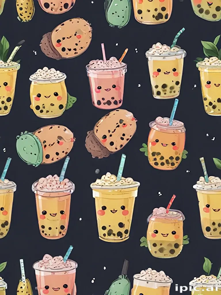 cute boba backgrounds