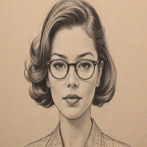 Beauteous Aubrey Anderson-Emmons, pencil sketch, portrait of Exquisite woman 1951s in glasses, hair style beatnik, outline, clear lines, fine lines, 8k