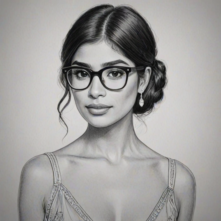 Enchanting Diane Guerrero, pencil sketch, portrait of Sublime woman 1920s in glasses, hair style beatnik, outline, clear lines, fine lines, 8k