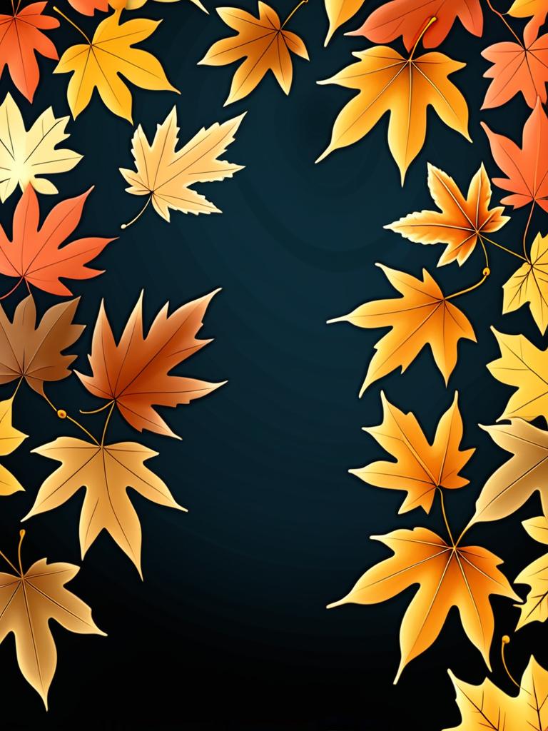 Autumn Leaves in Vibrant Colors Framing a Dark Background Design