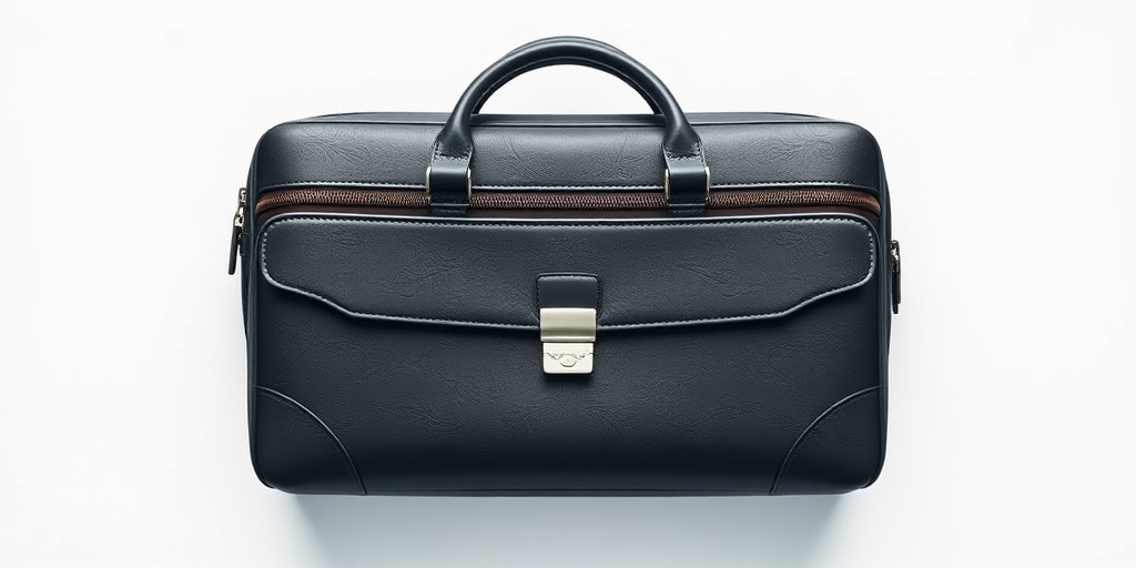 create a sleek and modern business briefcase icon on a white background, using a Canon EOS R5 camera, aperture f/2.8, ISO 100, shutter speed 1/200s, with a top-down view and soft natural lighting for enhanced clarity and detail