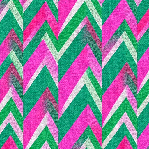 Create a high-resolution image of a zigzag pattern with vibrant green, pink, and white colors, shot with a DSLR camera at f/8 aperture, ISO 200, 50mm lens, top-down view, natural lighting, focus on sharpness and color accuracy.
