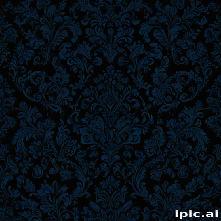Elegant Dark Floral Pattern on a Deep Blue Background for Interior Design.