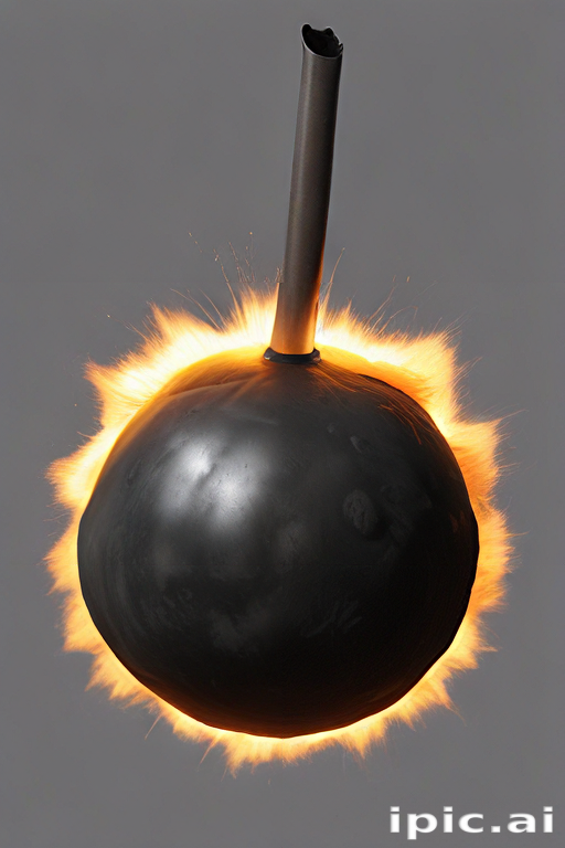 An Explosive Black Bomb Surrounded by a Fiery Orange Flame Burst