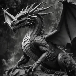 dragon black and white