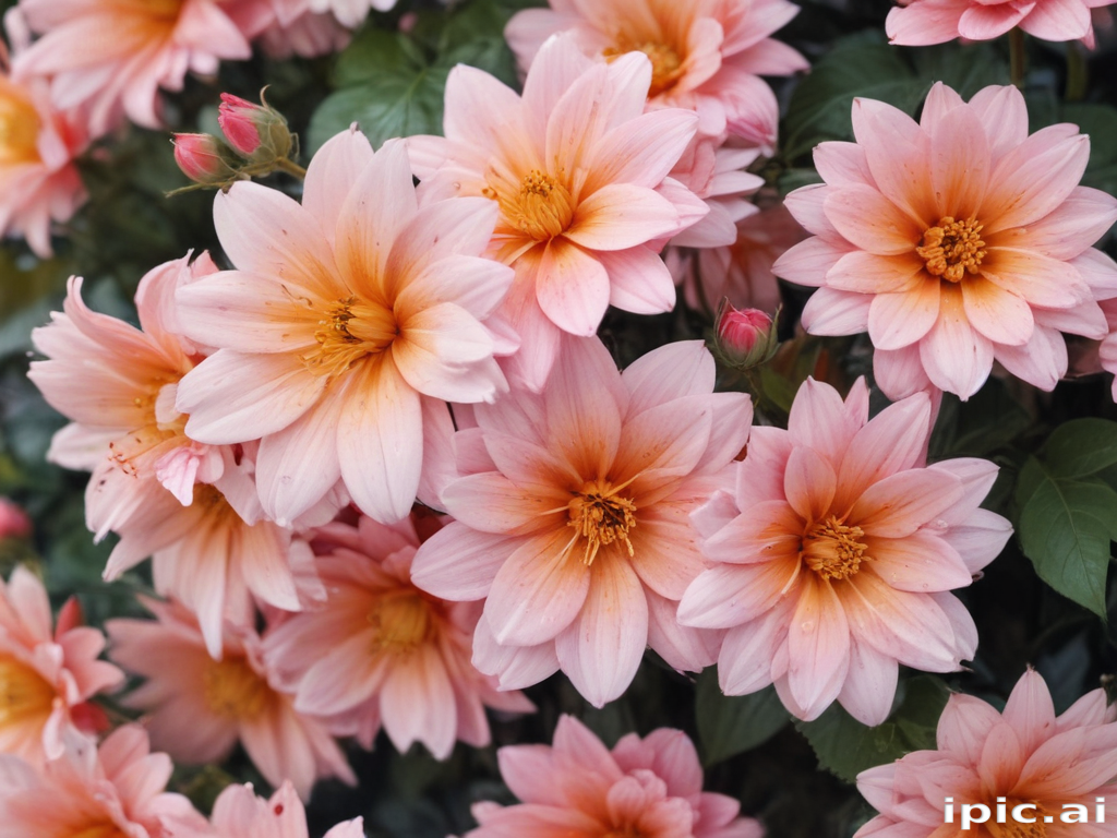 A Vibrant Display of Pink Flowers in Full Bloom Surrounded by Greenery.