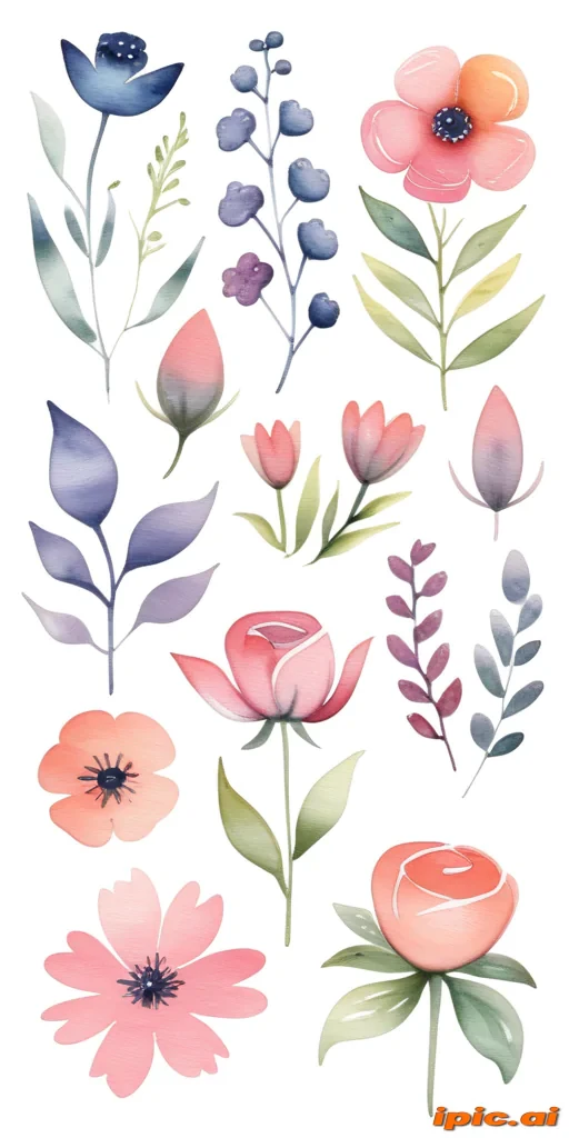 clipart watercolor flowers