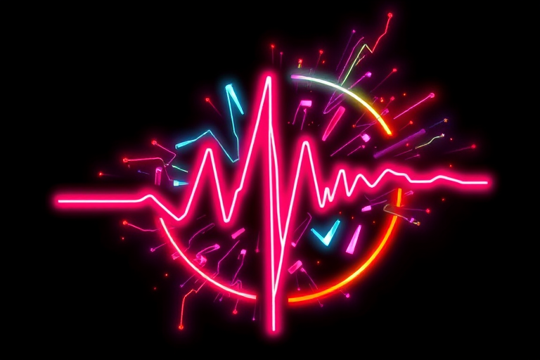 Neon-inspired "Electric Pulse" tattoo design featuring vibrant glowing lines and abstract shapes mimicking the look of illuminated signage with a cyberpunk aesthetic ideal for bold and modern tattoo enthusiasts