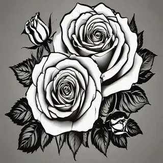 roses clipart black and white