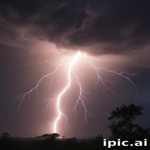 Powerful Lightning Strikes Dramatically Illuminate the Stormy Night Sky