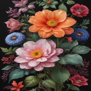 drawings of flowers with color