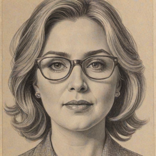 Enticing Hillary Scott, pencil sketch, portrait of Resplendent woman 1925s in glasses, hair style beatnik, outline, clear lines, fine lines, 8k