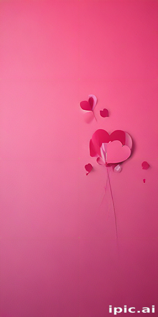 Colorful Paper Hearts Floating on a Soft Pink Background for Love
