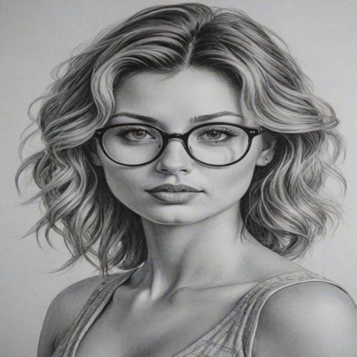 Enticing Aly Michalka, pencil sketch, portrait of Stunning woman 1954s in glasses, hair style beatnik, outline, clear lines, fine lines, 8k
