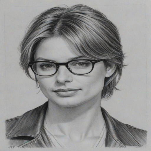 Resplendent Gale Harold, pencil sketch, portrait of Exquisite woman 1978s in glasses, hair style beatnik, outline, clear lines, fine lines, 8k