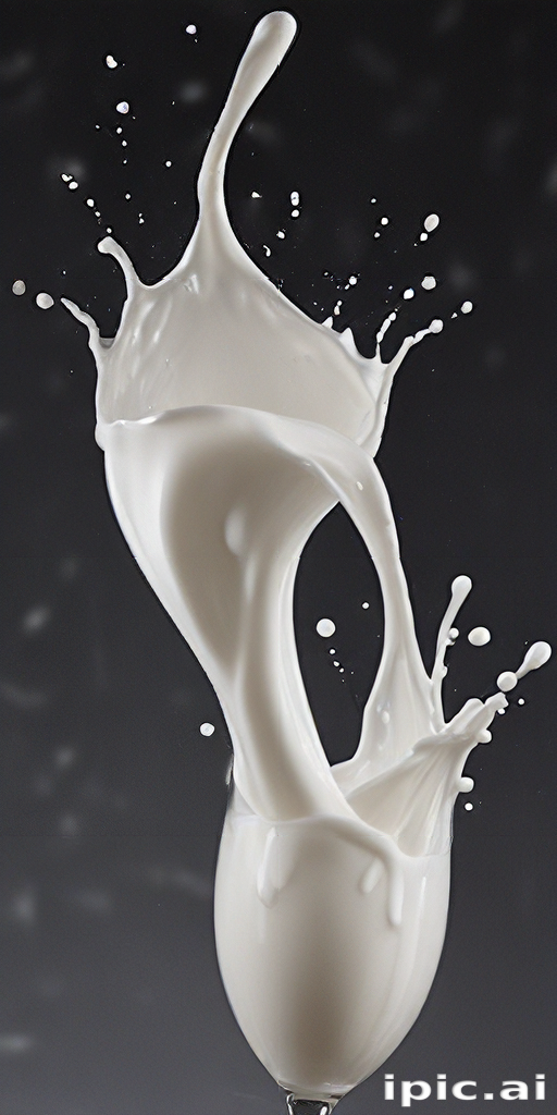 Dynamic Splash of Milk Captured in Mid-Air from a Glass