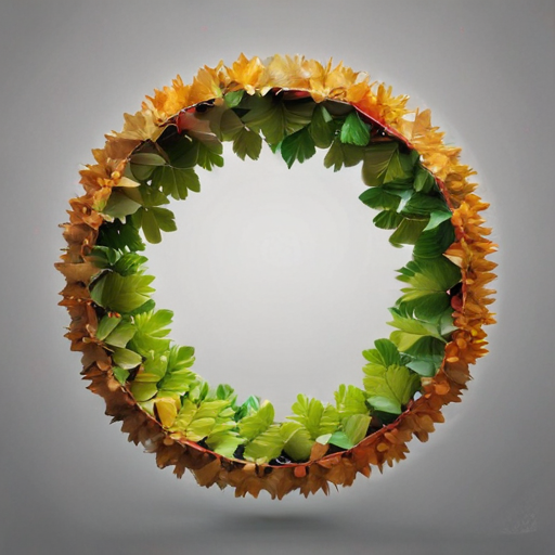 Vibrant Circular Wreath of Autumn Leaves and Fresh Green Foliage