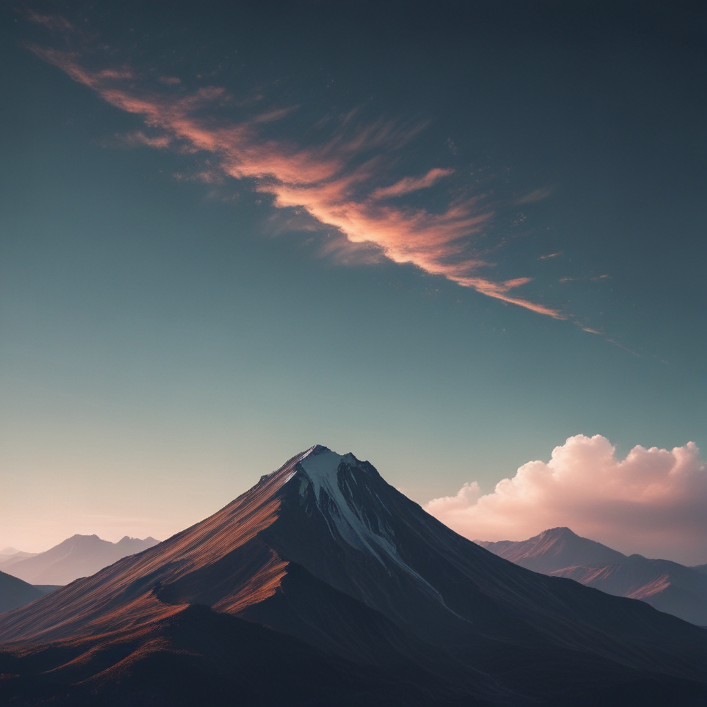 Majestic Mountain Peak Under a Dramatic Sky with Colorful Clouds Above