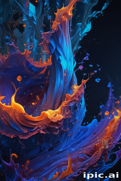 Vibrant Swirls of Blue and Orange Paint Create Dynamic Abstract Art