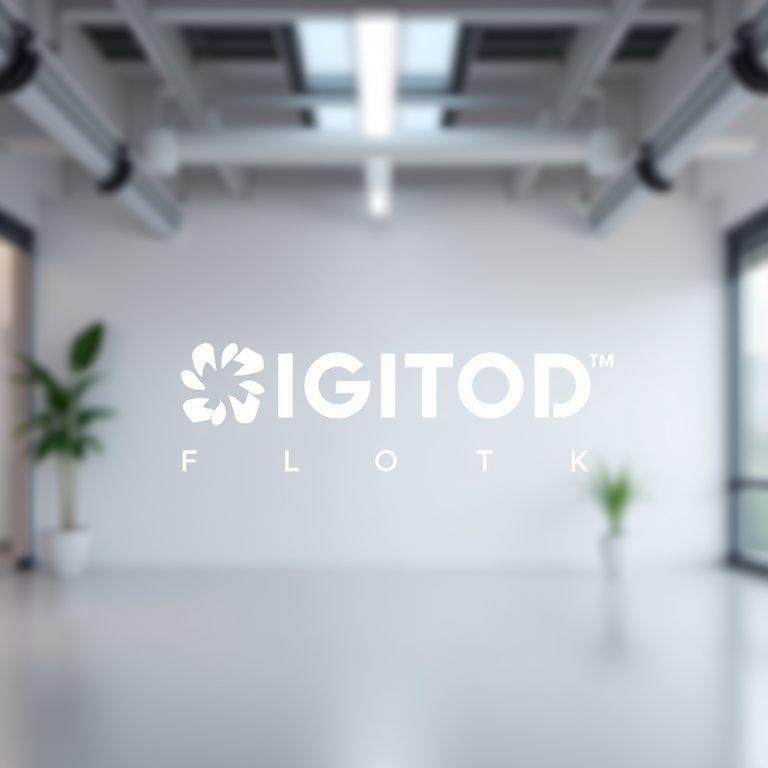 Generate a high-resolution image of a stylized digital logo with a minimalist design, using a DSLR camera at f/2.8 aperture, ISO 200, 50mm lens, in a well-lit studio setting with a soft focus background.