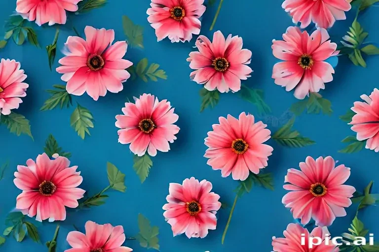 blue background with flowers