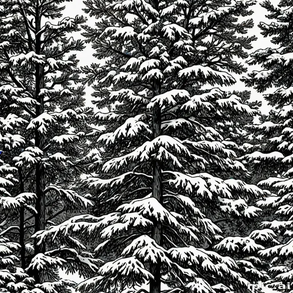 pine tree clipart black and white
