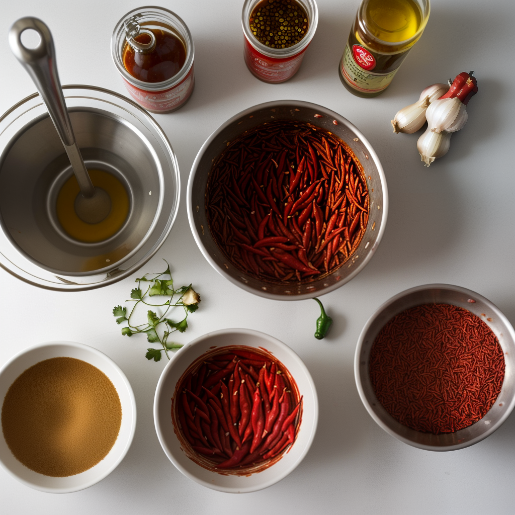making chilli oil with fresh chillies and garlic